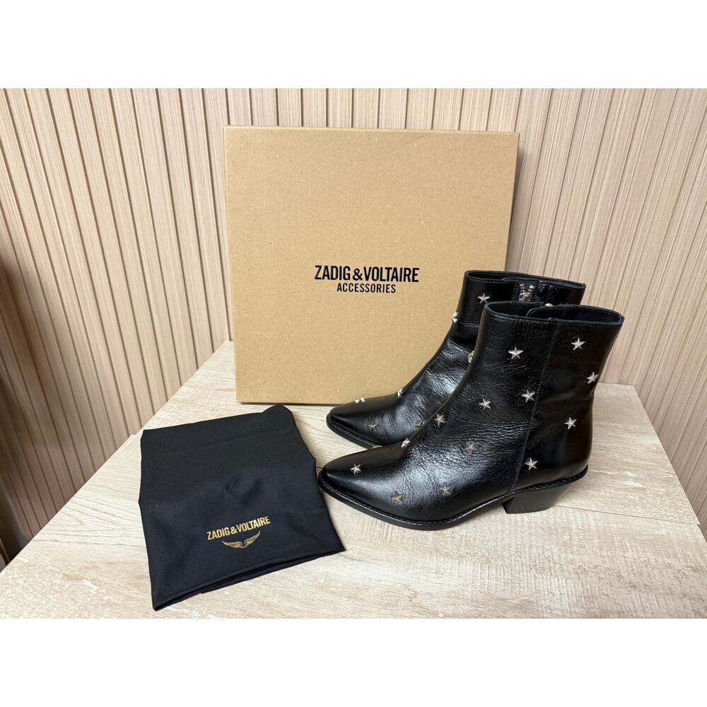 ZADIG & VOLTAIRE Tyler Star Studded Leather Bootie MSRP $498 Womens Sz 5 New - Picture 2 of 12